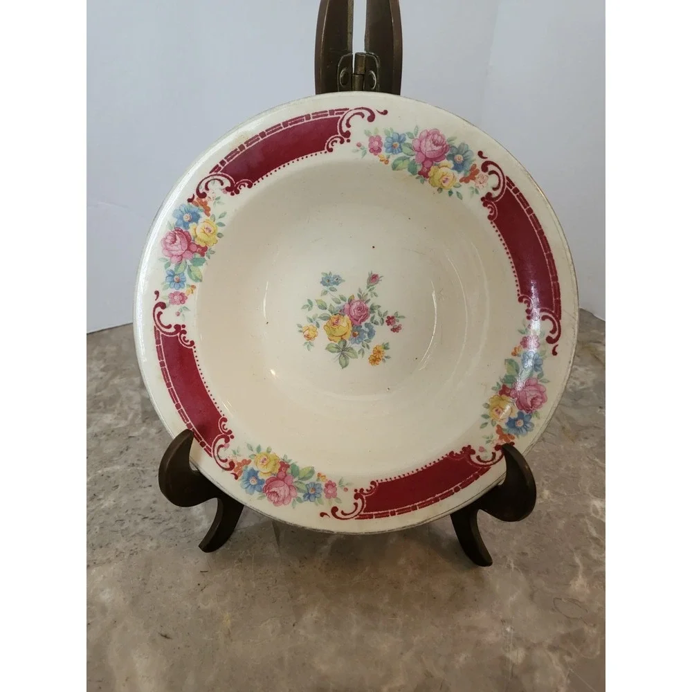 3x Vintage Homer Laughlin Fruit‎ Sherbert Dessert Bowl Rimmed Rose